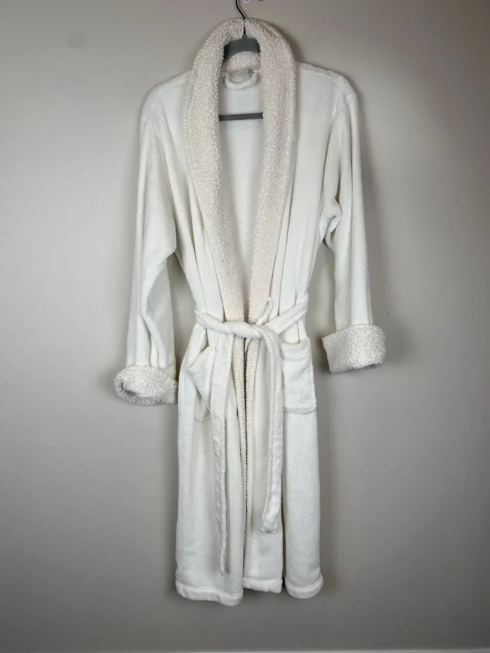 Pottery Barn Teddy Bear Robe White Fuzzy Sherpa Sz Large